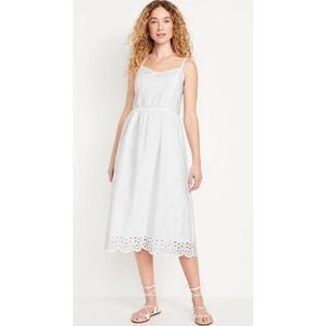 Old Navy White Eyelet Dress XL Smocked Summer Cotton Cottage Coastal Cowgirl